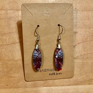 Beautiful Mexican Laguna Lace Red Gold Plated Earrings